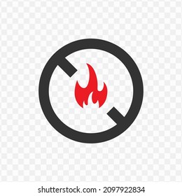 Vector illustration of no fire icon in dark color and transparent background(png).