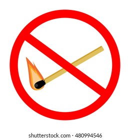 Vector illustration no fire sign. No open flame. Prohibited sign