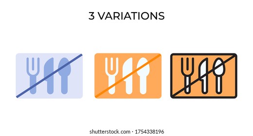  Vector illustration no food together icon or logo black color with flat, lineal, blue design style