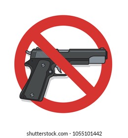 Vector Illustration of No Guns Sign. Isolated on white background.