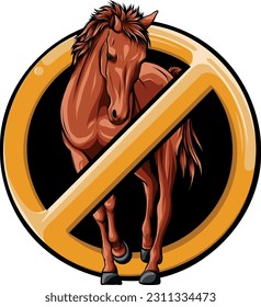 vector illustration of No horses sign on white background