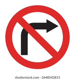Vector illustration no left turn road sign isolated from background

