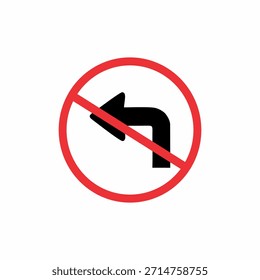 vector illustration of no left turn sign