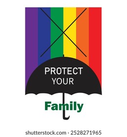 vector illustration of no LGBT symbol, anti LGBT flag slogan.