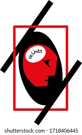 Vector illustration no limits or walls that prevent the individual from developing. Influence of the Bauhaus School.