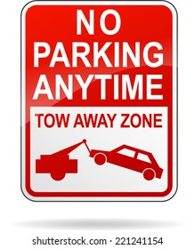 Vector illustration of no parking anytime sign on white background