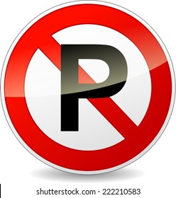 Vector Illustration Of No Parking Sign On White Background