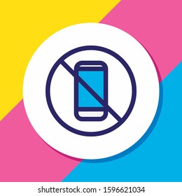 Vector illustration of no phone icon colored line. Beautiful smartphone element also can be used as forbidden icon element.