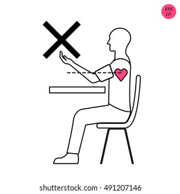 vector illustration, no proper hand position while measuring blood pressure on his shoulder