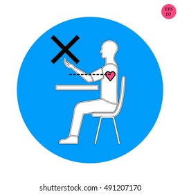 vector illustration, no proper hand position while measuring blood pressure on a shoulder on a blue background