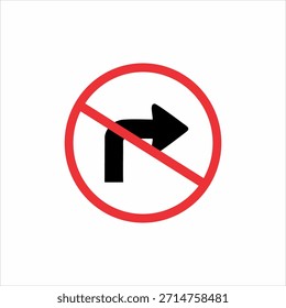 Ilustración vectorial de una señal de no giro a la derecha