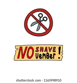 Vector illustration. No scissors sign, no shave table. For no shave November.