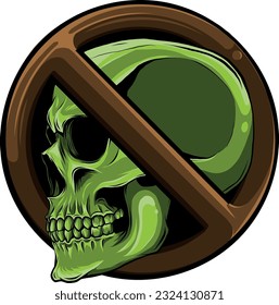 ilustración vectorial de no símbolo de cráneo aislado en fondo blanco.