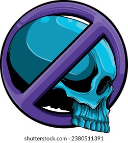 Vektorgrafik von No Skull Symbol einzeln auf weißem Hintergrund.