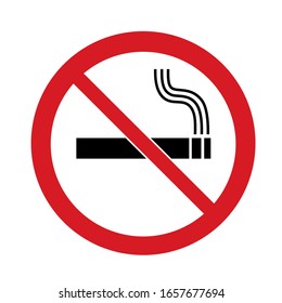 Vector illustration no smoking prohibition sign. Vector icon isolated on white background. Prohibition sign.