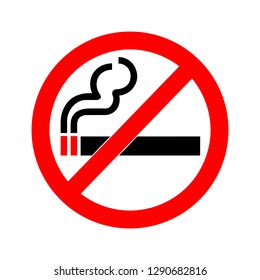 Vector illustration of no smoking sign isolated on white background