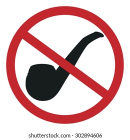 Vector illustration no smoking sign with tobacco pipe symbols. Smoking pipe. 