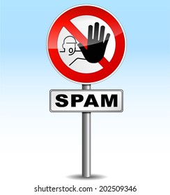 Vector illustration of no spam roadsign on white background