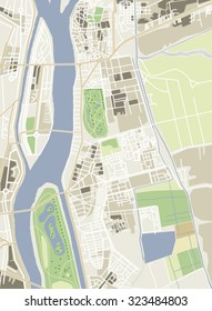Vector illustration of no specific city map. It can be used as a presentation of a general map of city. 