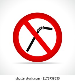 Vector illustration of no straws circle icon