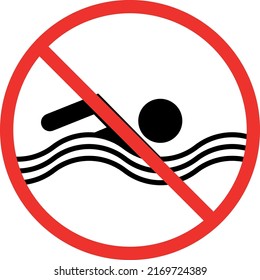 Vector illustration No swimming hazard ,warning sign