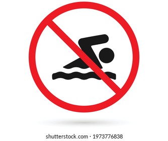 Vector illustration of no swimming red and white sign