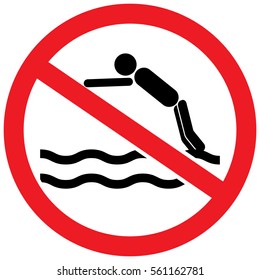 vector illustration of no swimming sign