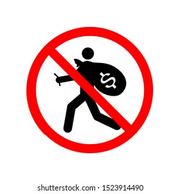 Vector illustration of the no thief symbol on a white background.