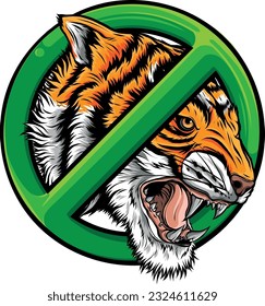 vector illustration of No Tiger Symbol Isolated on White Background.