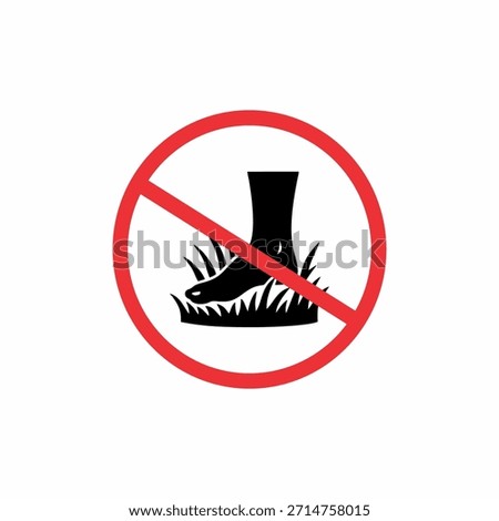 vector illustration of a no treading on grass sign