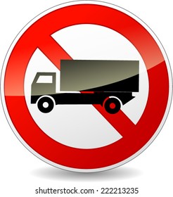 Vector illustration of no trucks sign on white background