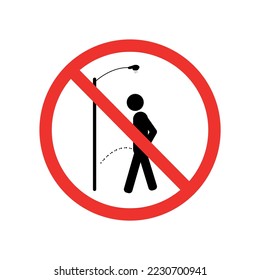 Vector illustration of no urination sign in public place.