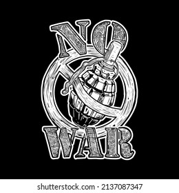 Ilustración vectorial "sin guerra". Esbozo vectorial sobre un fondo negro. Cartel. Imprimir para una camiseta.