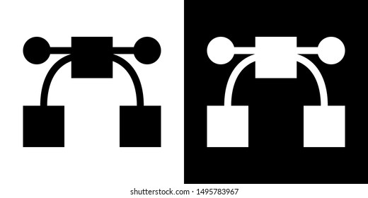 Vector Illustration Nodes. Glyph Icon in White and Black Version.