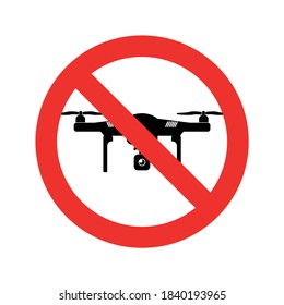 Vector illustration of a no-fly zone (NFZ) drone with editable action camera.