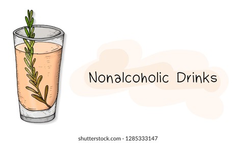 Vector Illustration of nonalcoholic drinks with cocktail glass sketch style