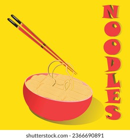 vector illustration of "Noodles". Famous food of Japan and Chania. 