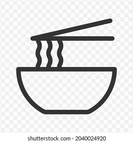 Vector illustration of noodles icon in dark color and transparent background(png).