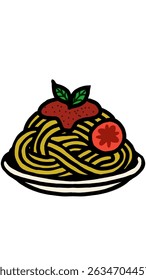 Vector o ilustración de fideos o espagueti con aderezos y salsa