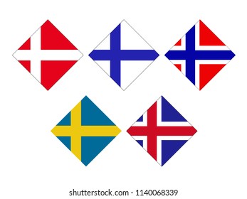 vector illustration of Nordic countries flags