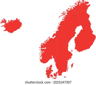 vector illustration of Nordic countries map