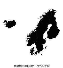 Vector Illustration Of Nordic Countries Map 