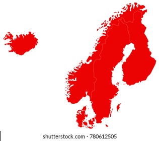 Vector Illustration Of Nordic Countries Map