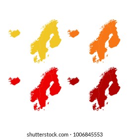 vector illustration of Nordic countries maps