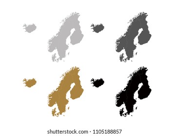 vector illustration of Nordic countries maps