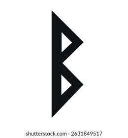 Ilustración vectorial de la letra nórdica B. color blanco y negro.