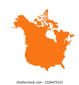 vector illustration of North America - Canada and USA map
