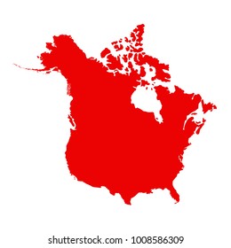 Vector Illustration Of North America Map With Canada And USA