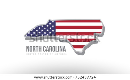 Vector illustration of north carolina county state with US united states flag as a texture suitable for a map logo or design purposes