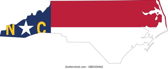 vector illustration of North Carolina map and flag